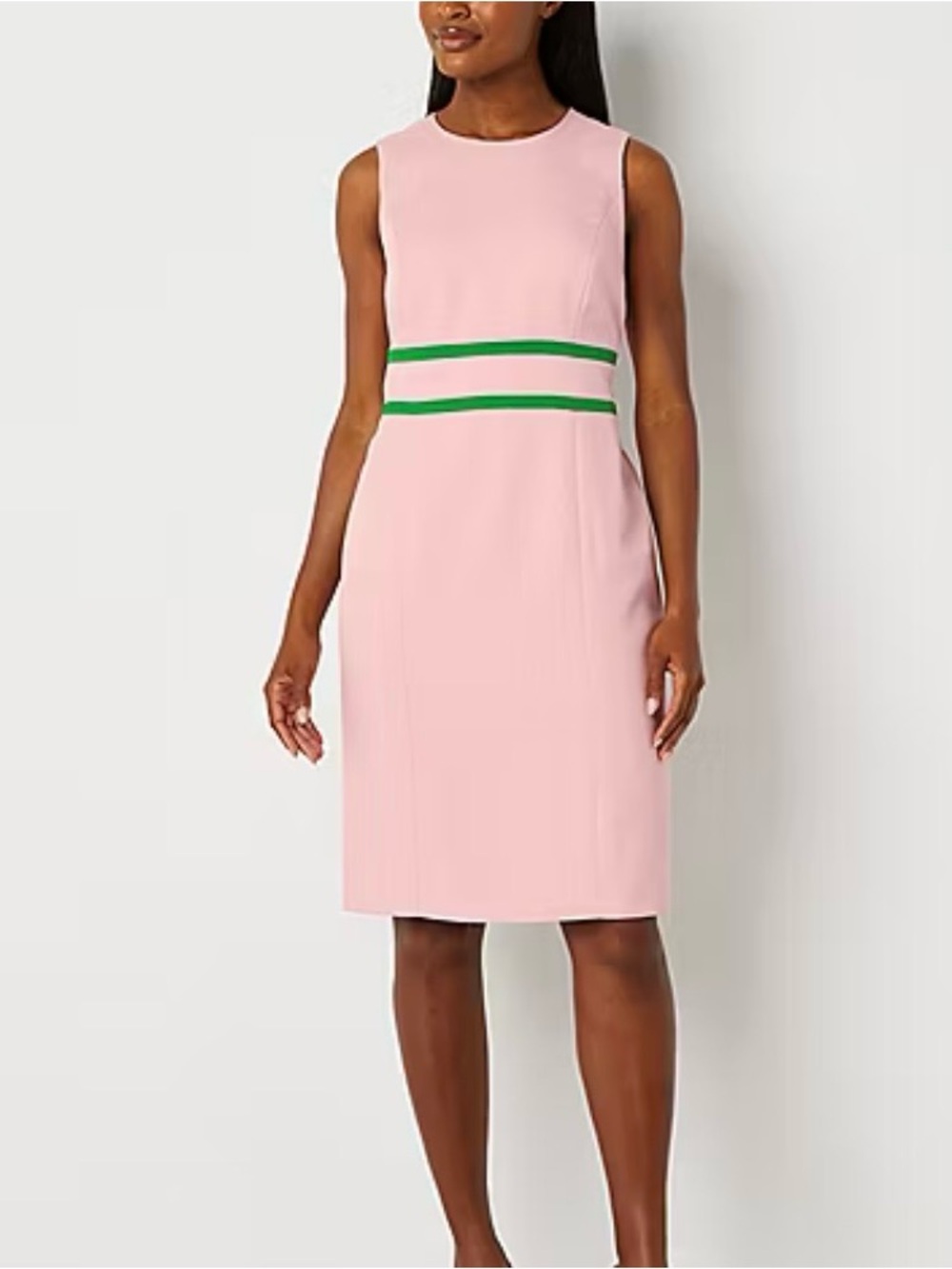 BLACK LABEL by EVAN-PICONE Career Preppy Party Pink/Green Stripe Shift Dress 22W
